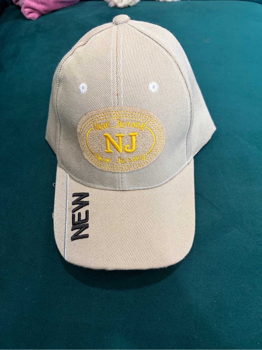 !it jeans Tan Baseball Cap with Yellow NJ Embroidery